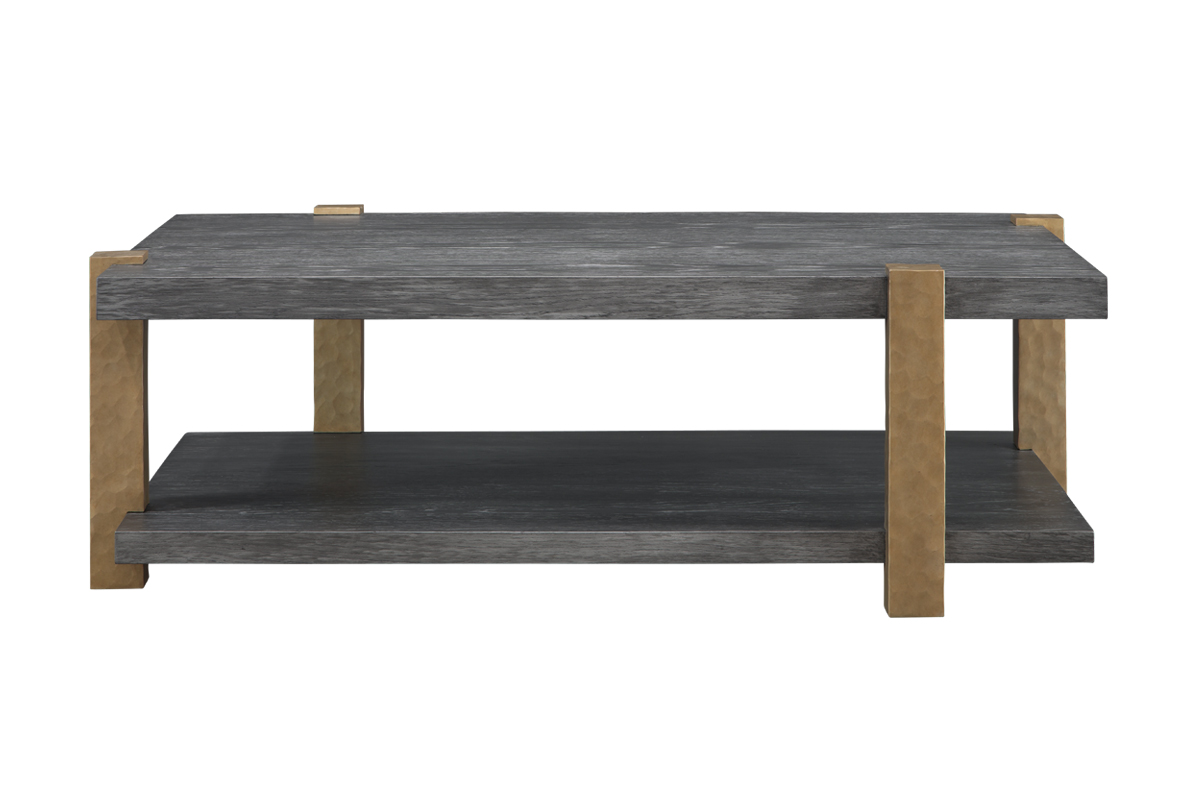 <span id="FinishShown">Top & Shelf: Smoke on White Oak<br/>Legs: Aged Brass on Hammered Iron (up-charge)</span>