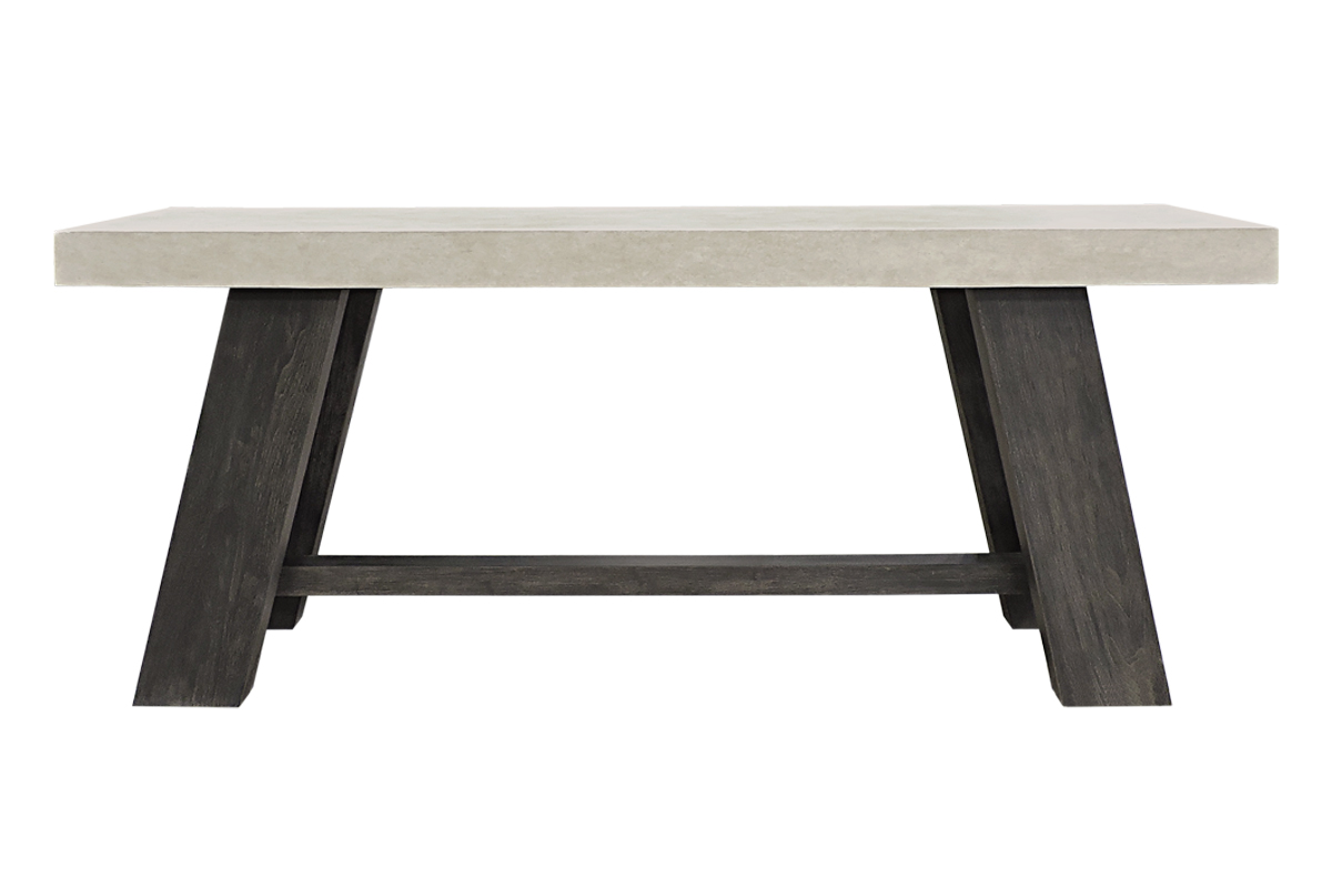 Top: Siltstone on Cast Stone<br />
Legs & Stretcher: Cobalt (wire-brushed) on Walnut